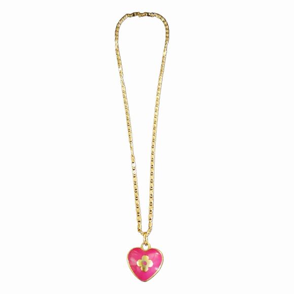 Repurposed Puffy Heart LV Bag Charm on 18K GF Snail Chain Necklace - Picture 2 of 3